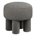Tabouret pouf rond en tissu bouclé gris foncé Ø43 cm avec pieds assortis