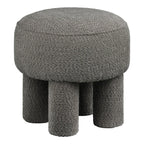 Tabouret pouf rond en tissu bouclé gris foncé Ø43 cm avec pieds assortis