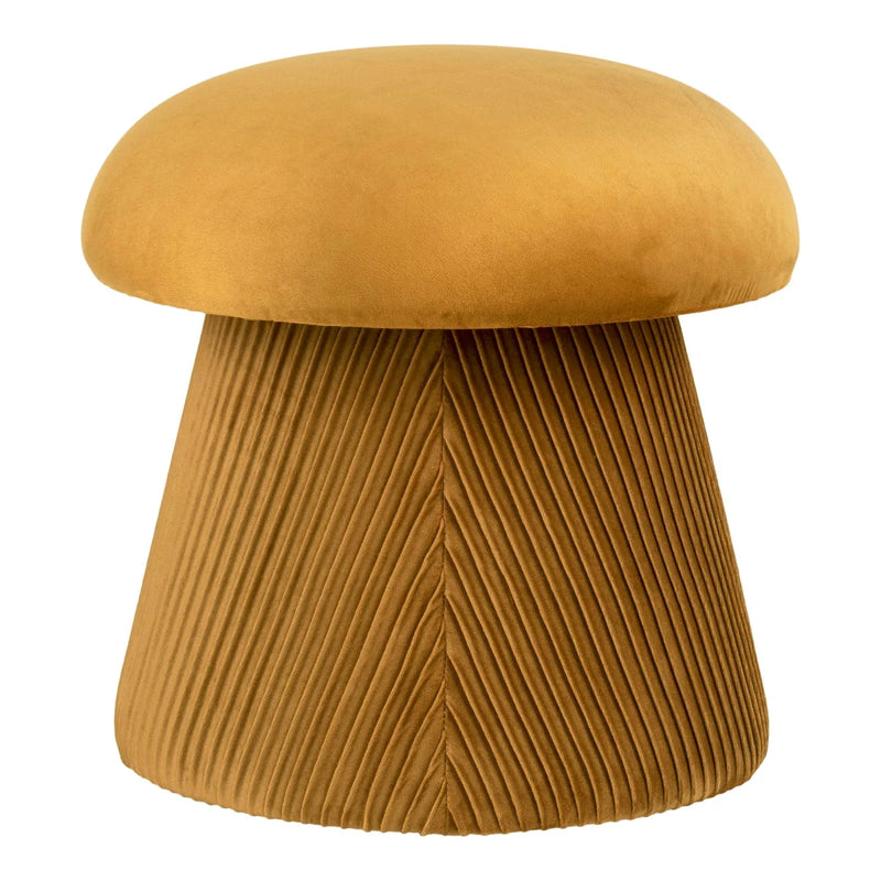 Pouf rond en velours ocre silhouette champignon – Ø39x42 cm