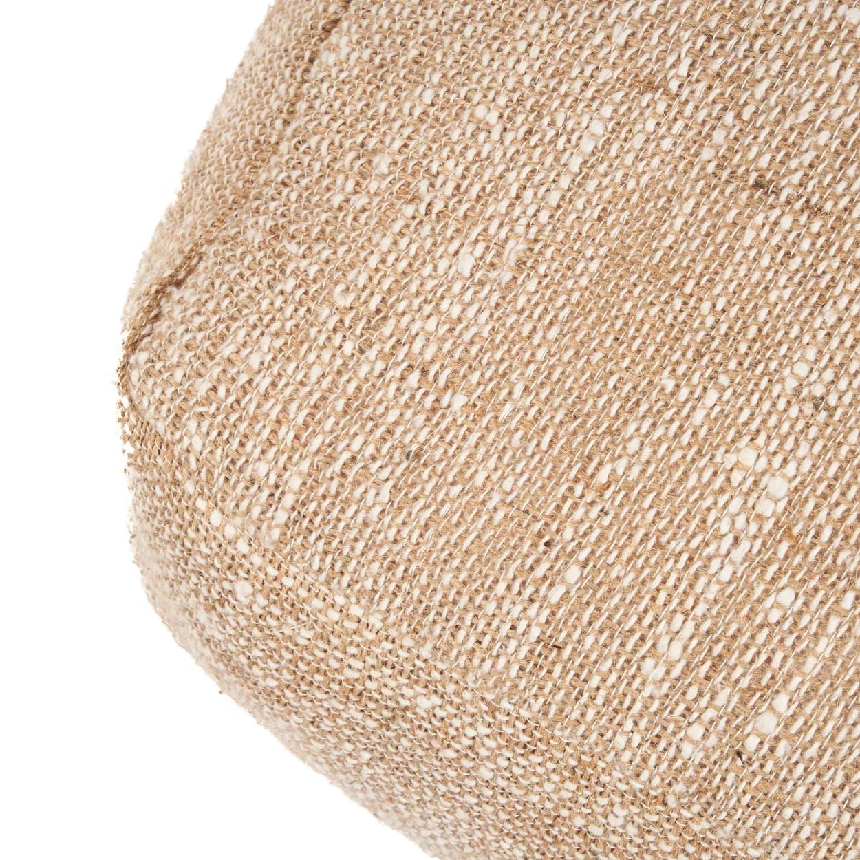 Pouf de sol carré en coton tissé beige sable coutures visibles – 60x60 cm