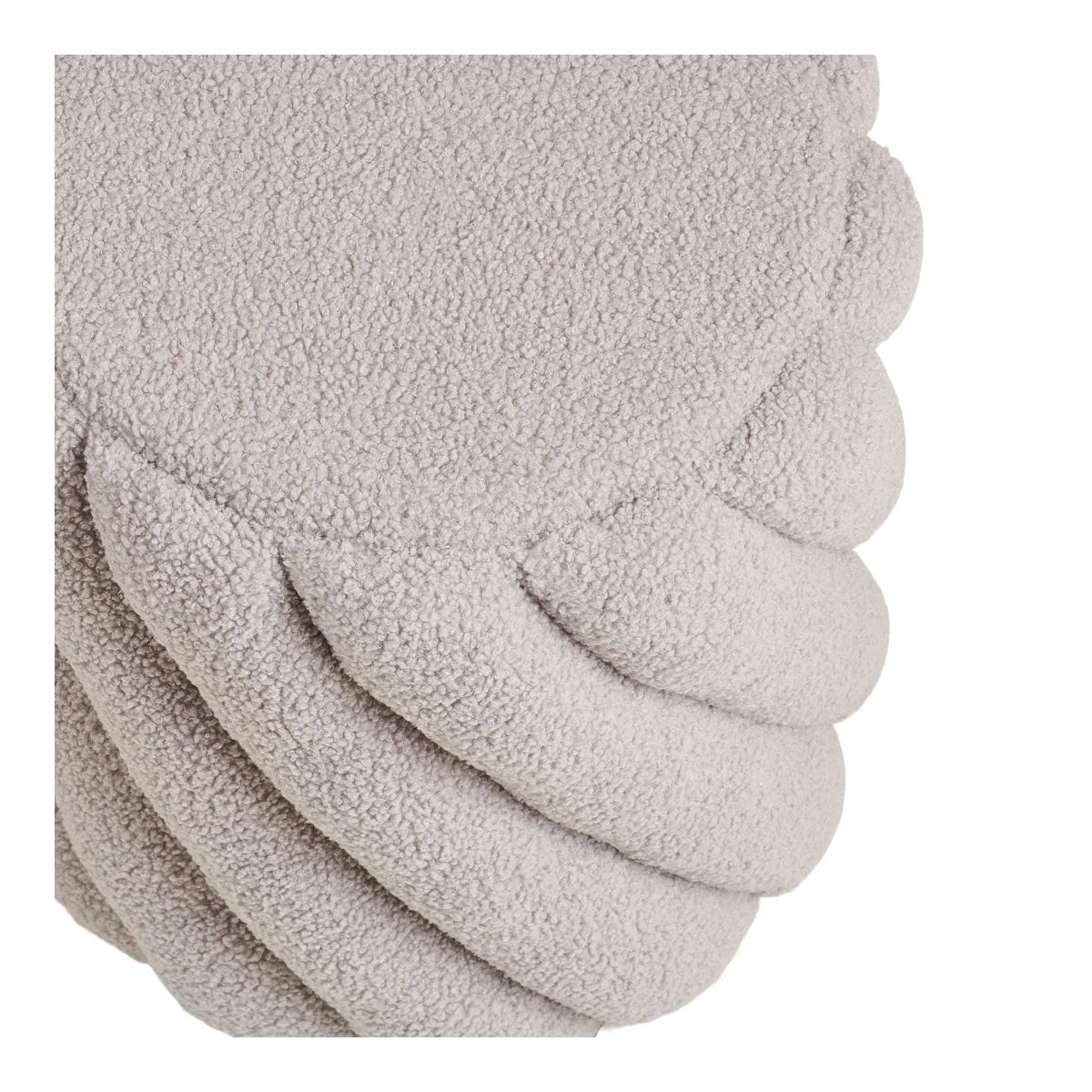 Pouf tissu bouclé greige à relief torsadé cylindrique Ø38xH40 cm