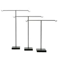 Présentoir bijoux métal noir forme T avec crochets, set de 3