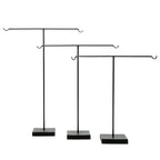 Présentoir bijoux métal noir forme T avec crochets, set de 3