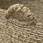 Panier en paille tissée avec poignée tressée de la gamme Les Quatre Mains Baskets Naturel M