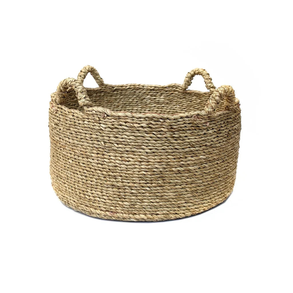 Panier rond tissé avec poignées pour Les Quatre Mains Baskets Naturel M