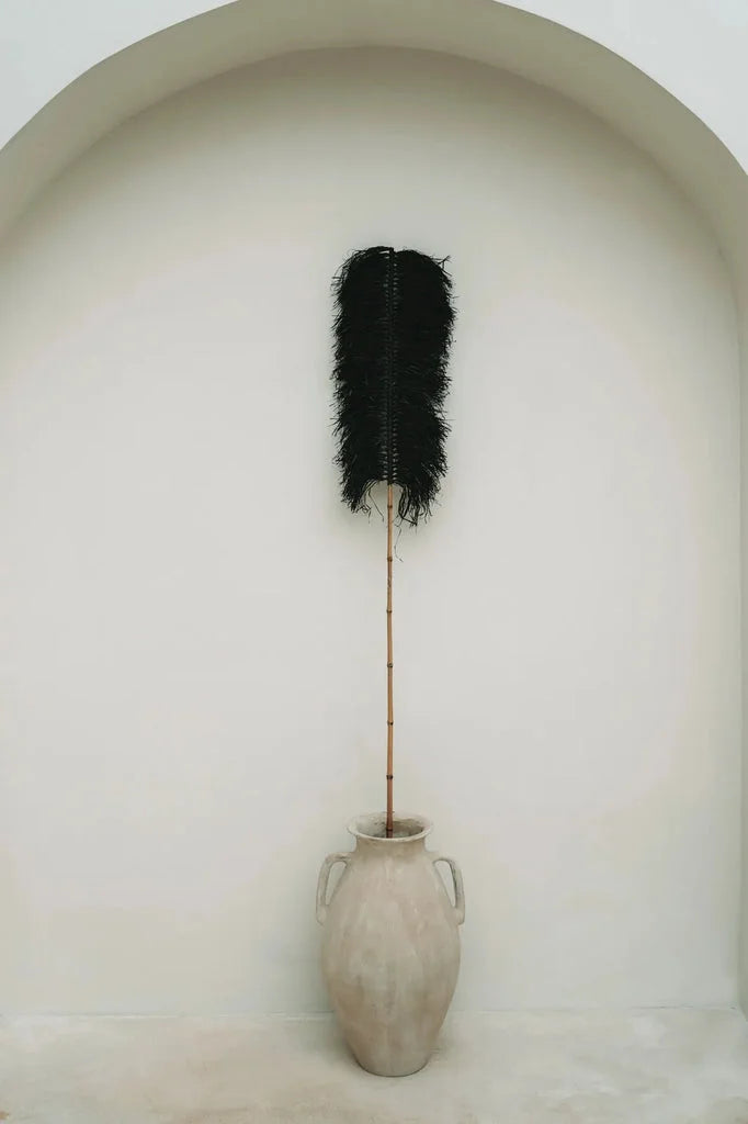Grand plumeau noir dans un vase.