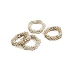 Ronds de serviette en perles torsadées ivoire et beige, set de 4