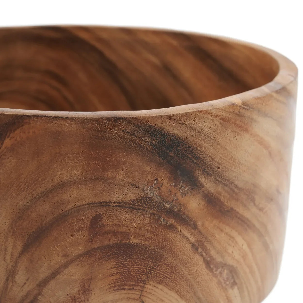 Saladier en bois de Suar naturel fait main avec grain visible, 25 cm