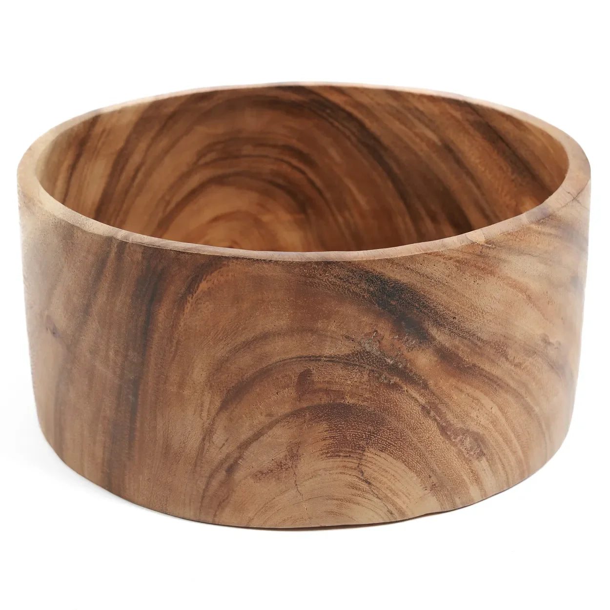 Saladier en bois de Suar naturel fait main de 25 cm, bol rond en bois élégant