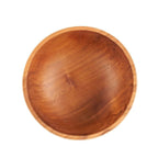 Saladier rond en bois de teck naturel avec veinures apparentes