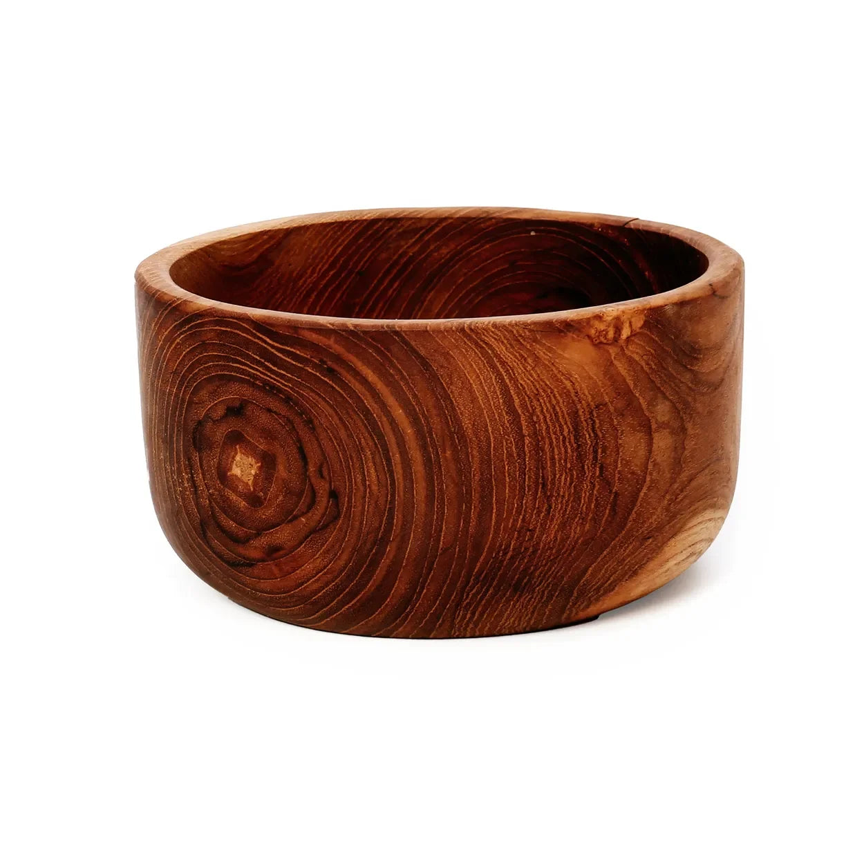 Saladier en teck naturel 15 cm, bol rond en bois durable et noble