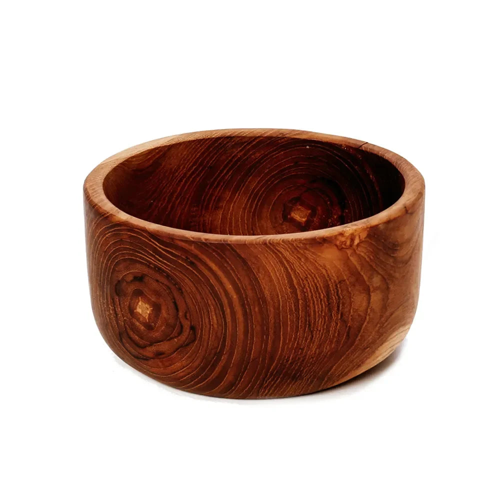 Saladier en têk naturel de 15 cm en bois durable et noble, bowl rond en bois