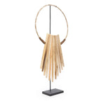 Collier décoratif en bois naturel sur support pour sculpture circulaire H85 cm