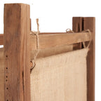 Séparateur de pièce en teck recyclé avec cadre rustique en bois et panneau en jute naturel