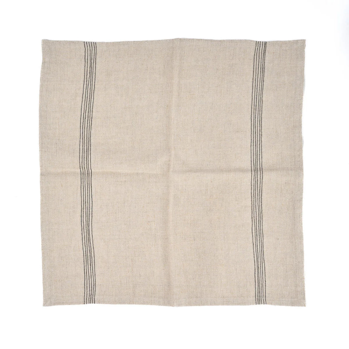 Serviette en lin naturel rayée gris foncé rustique pour cuisine