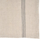 Serviette en lin naturel rayée noir beige pour table