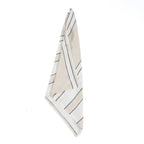 Serviette en lin rayée noir et écru beige-blanc pour table raffinée