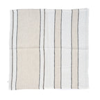 Serviette en lin rayé noir et écru, carrée et raffinée