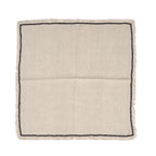 Serviette de table en lin naturel crème, bordure noire, bords effilochés
