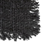 Tapis en laine bouclée noire texturée dense aux franges