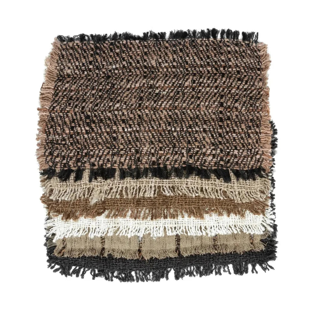 Échantillon de tissu multicolore à franges pour Le Set Table Oh My Gee Noir Cuivre