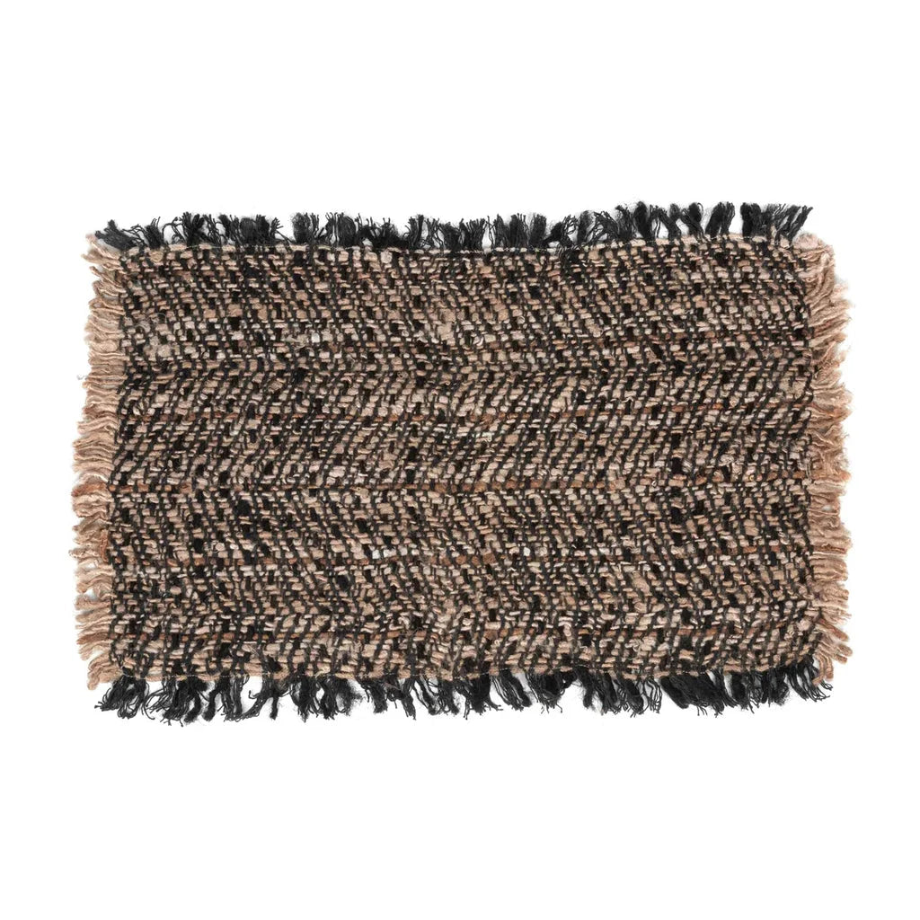 Tapis rectangulaire tissé avec franges pour le lot de 4 Le set table Oh My Gee Noir Cuivre