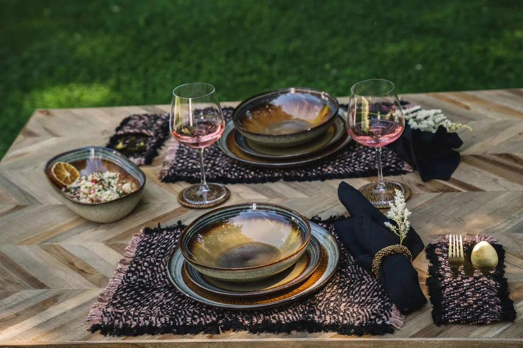 Couverts de vaisselle rustiques Le set table Oh My Gee Noir Cuivre lot de 4