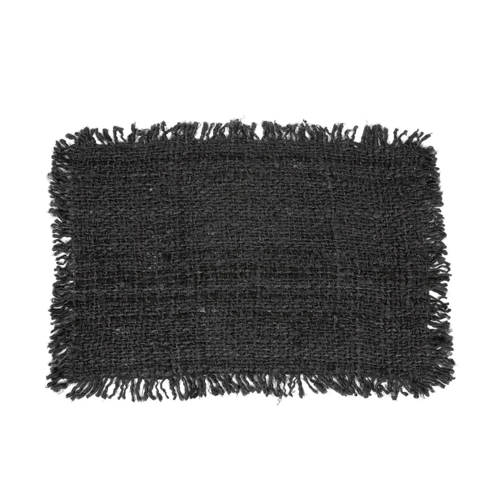 Tapis tissé à franges noires pour lot de 4 Le set de table Oh My Gee Noir Marine