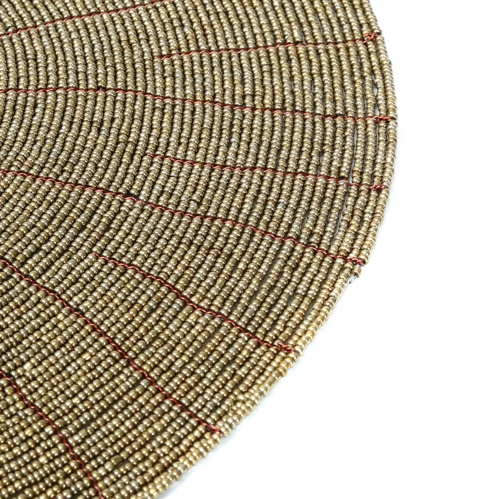 Chemin de table rond en perles Or_40 pour une décoration élégante