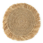 Set de table en raphia de seagrass naturel avec motif rond et franges