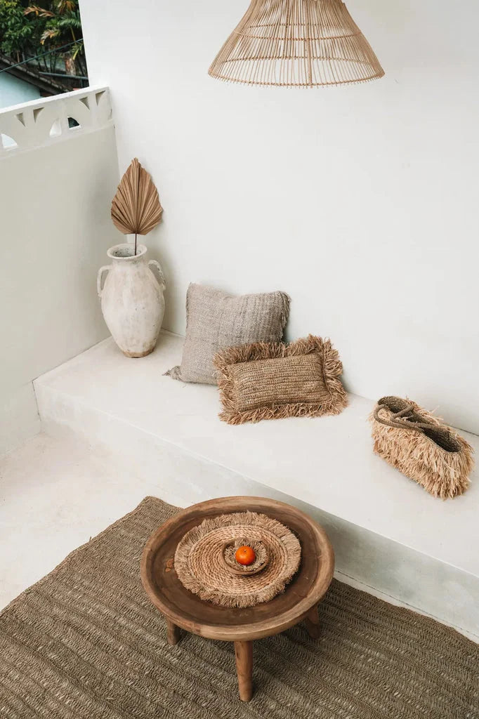 Set de table en raphia de Seagrass avec intérieur bohème aux textures naturelles