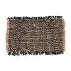 Patch en coton gaufré noir cuivre avec franges pour set de table rectangulaire