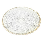 Set de table rond en jonc de mer et coquillages blancs