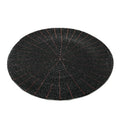 Sous-plat rond en perles noires avec couture radiale rose pour Set de table rond en perles noires motif rayonnant