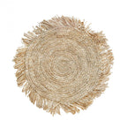 Sous-plat rond en raphia naturel avec franges pour une décoration chaleureuse