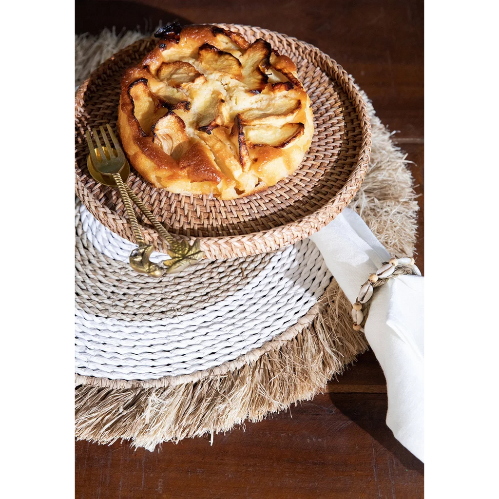 Set de table rond en raphia et herbe marine 45 cm