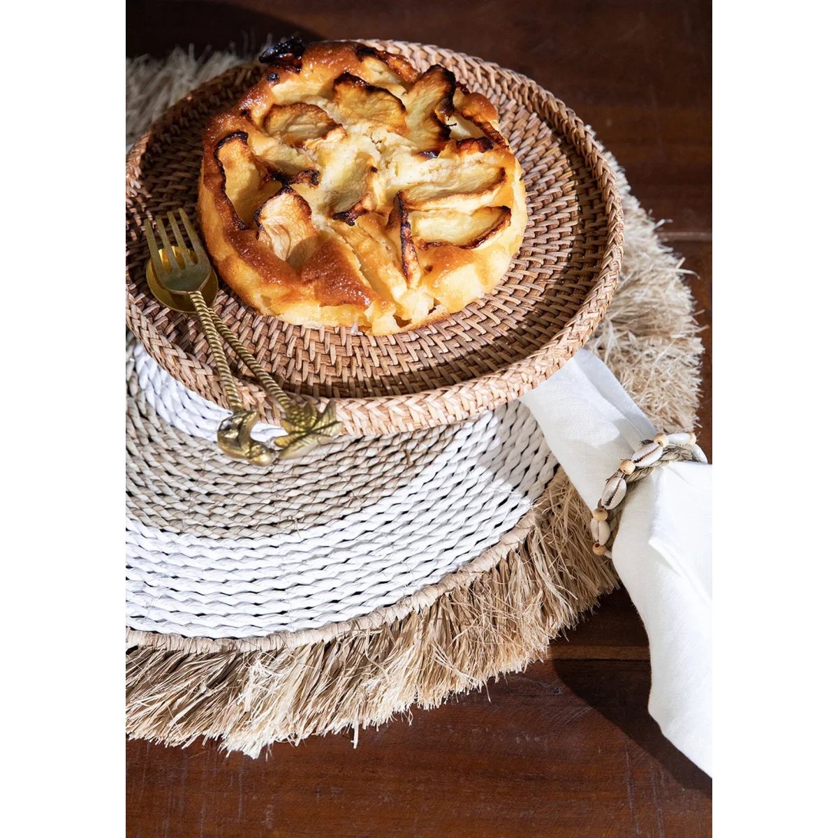 Set de table rond en raphia et herbe marine 45 cm