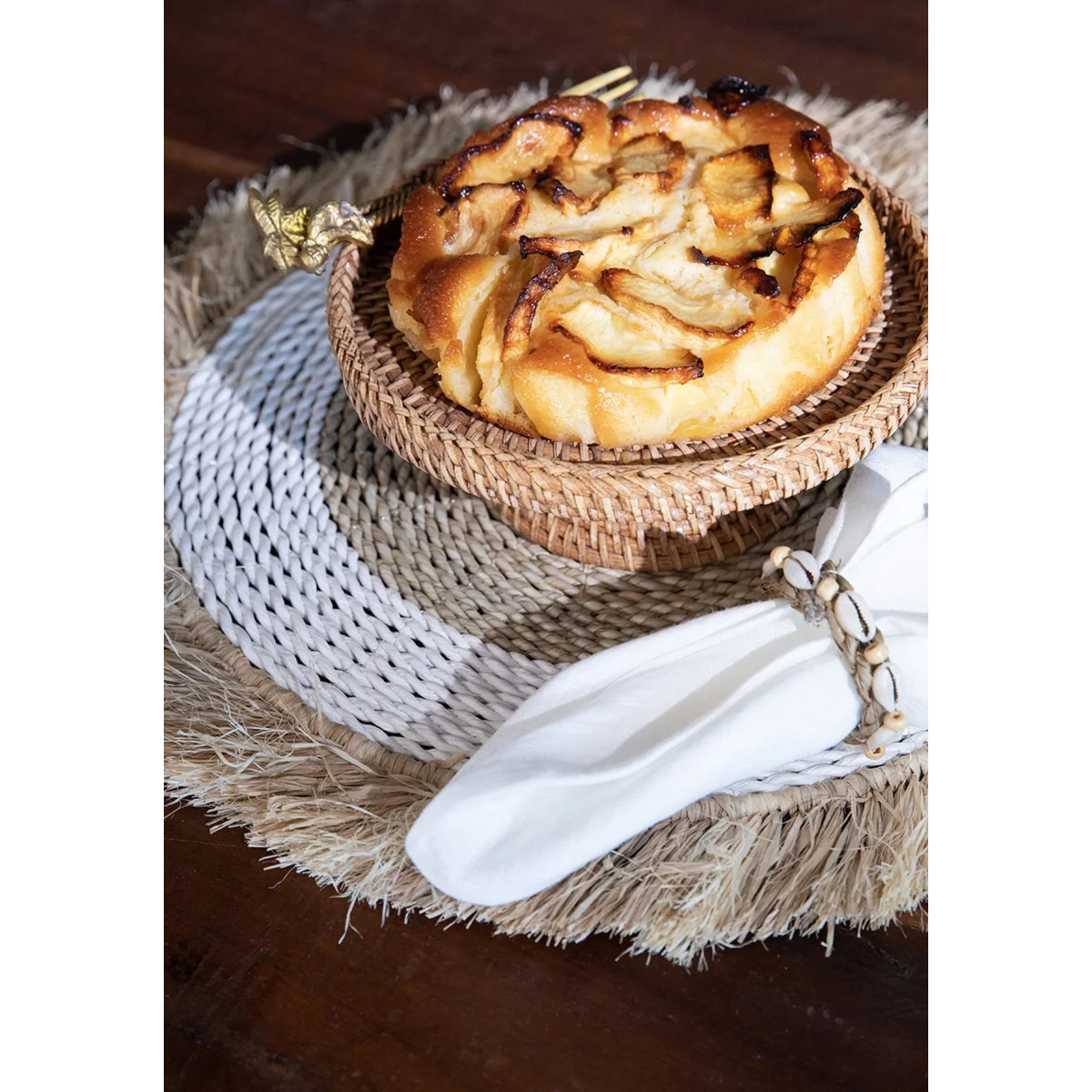 Set de table rond en raphia et herbe marine 45 cm