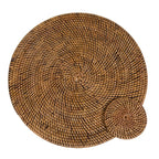 Set de table rond en rotin tressé marron naturel, lot de 2, pour une table élégante
