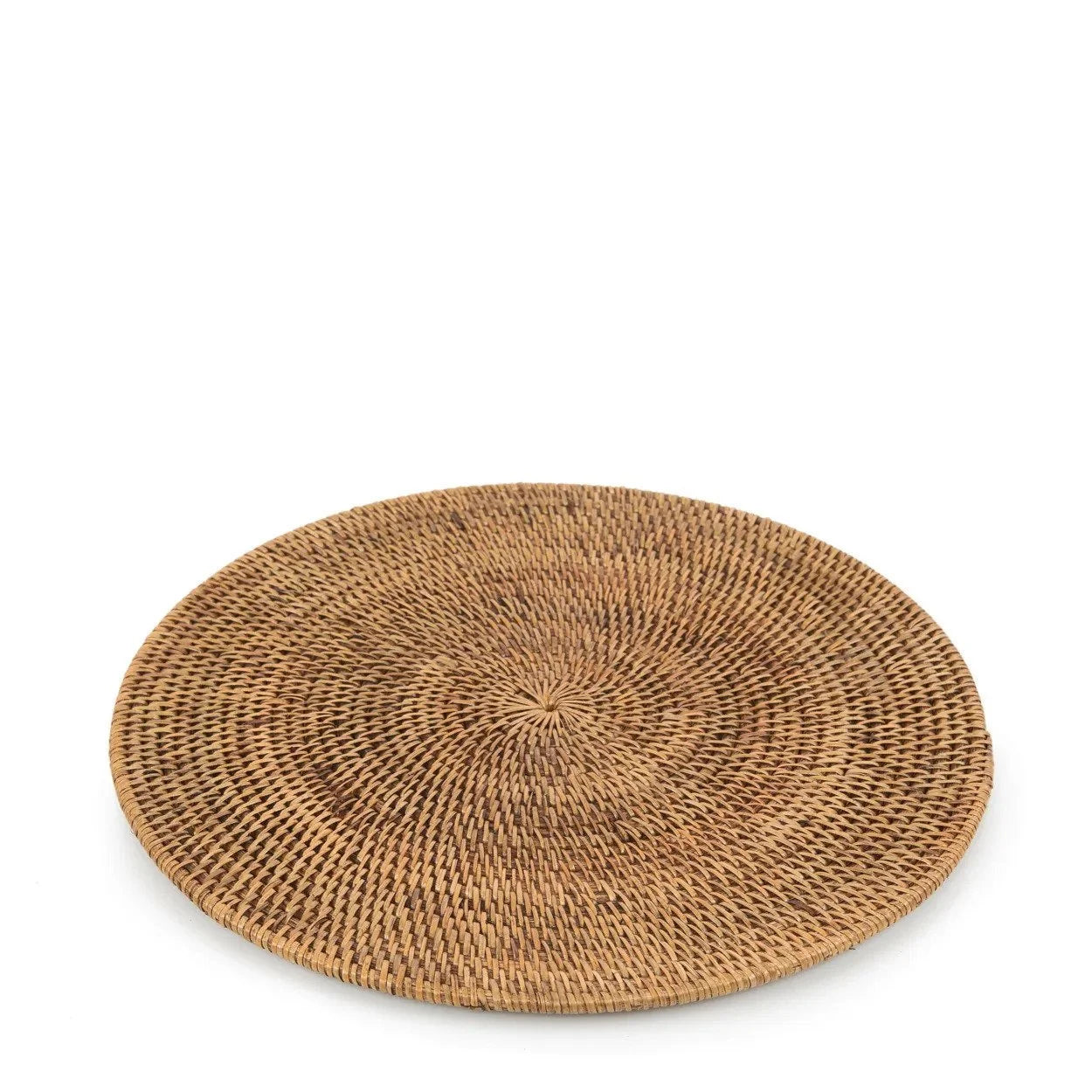 Set de table rond en rotin tressé marron naturel, lot de 2 pour cuisine élégante