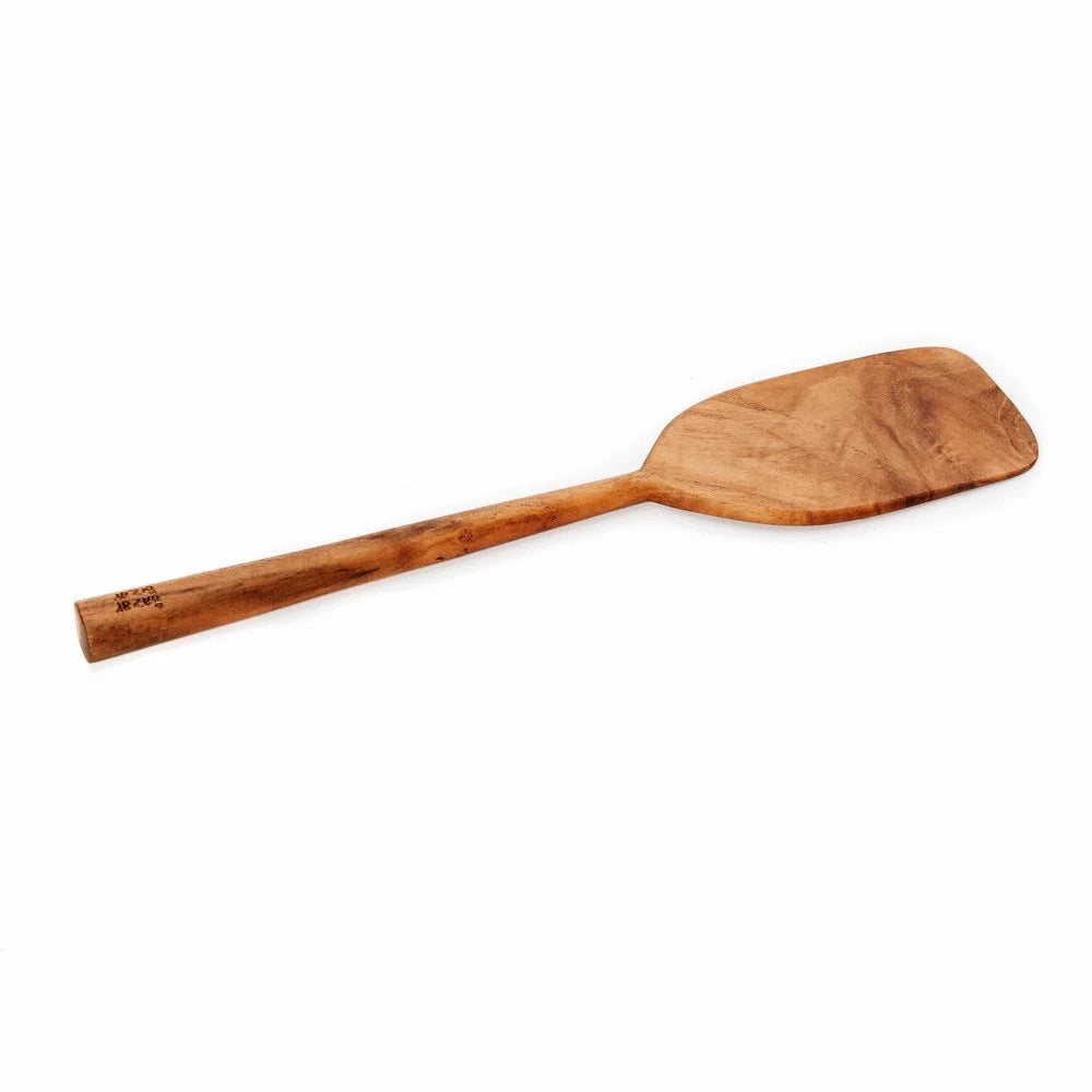 Spatule en racine de teck naturelle de 28 cm pour cuisiner et mélanger