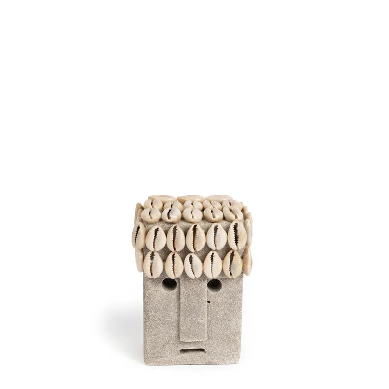 Statue décorative en grès visage coquillages – 11x7 cm