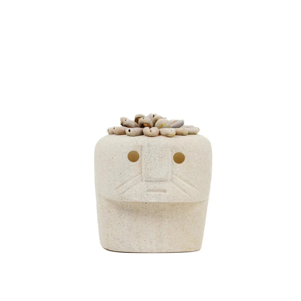 Statue en grès blanc 11 cm sculptée main Sumba