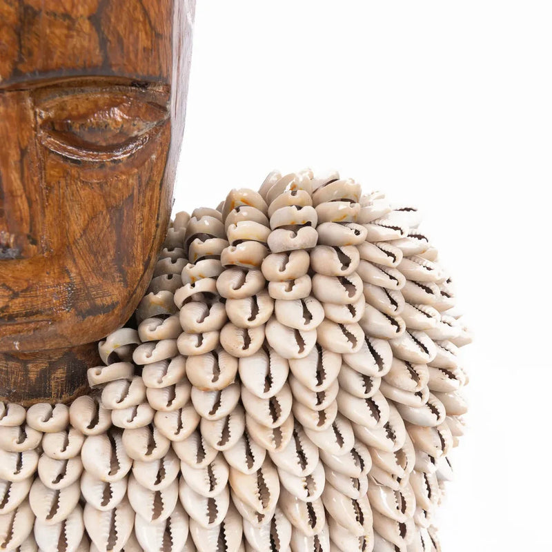 Masque en bois avec ornement de coquillage cowrie pour La statue Ogoh Ogoh