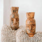 Deux sculptures de visage en bois avec recouvrements de coquillages pour La statue Ogoh Ogoh XL