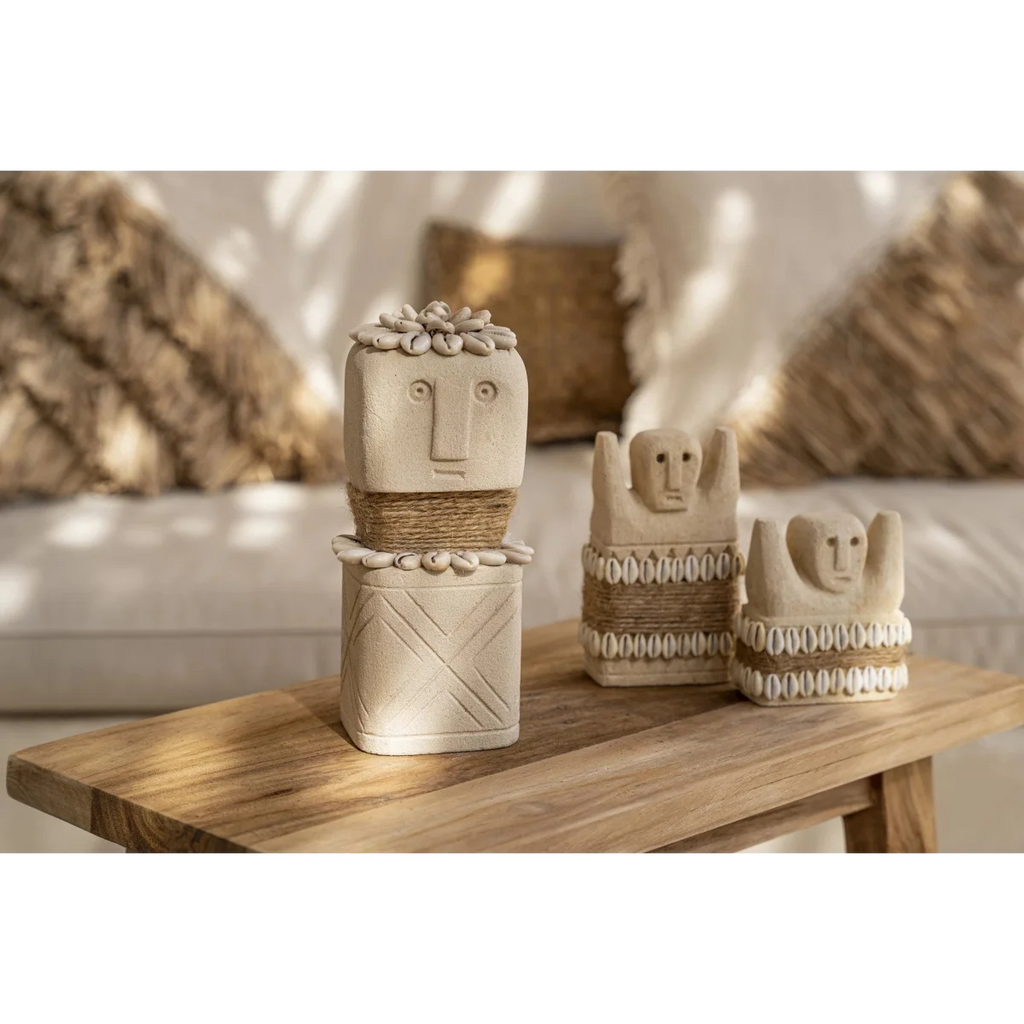 Statues décoratives en grès naturel avec coquillages et cordages, 10 cm