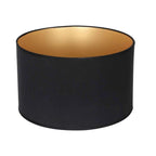 Abat-jour noir cylindrique avec intérieur doré pour suspension 140x30 cm