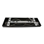 Plaque de fixation noire rectangulaire avec câblage interne et supports pour Suspension 3 abat-jour tissu noir intérieur doré