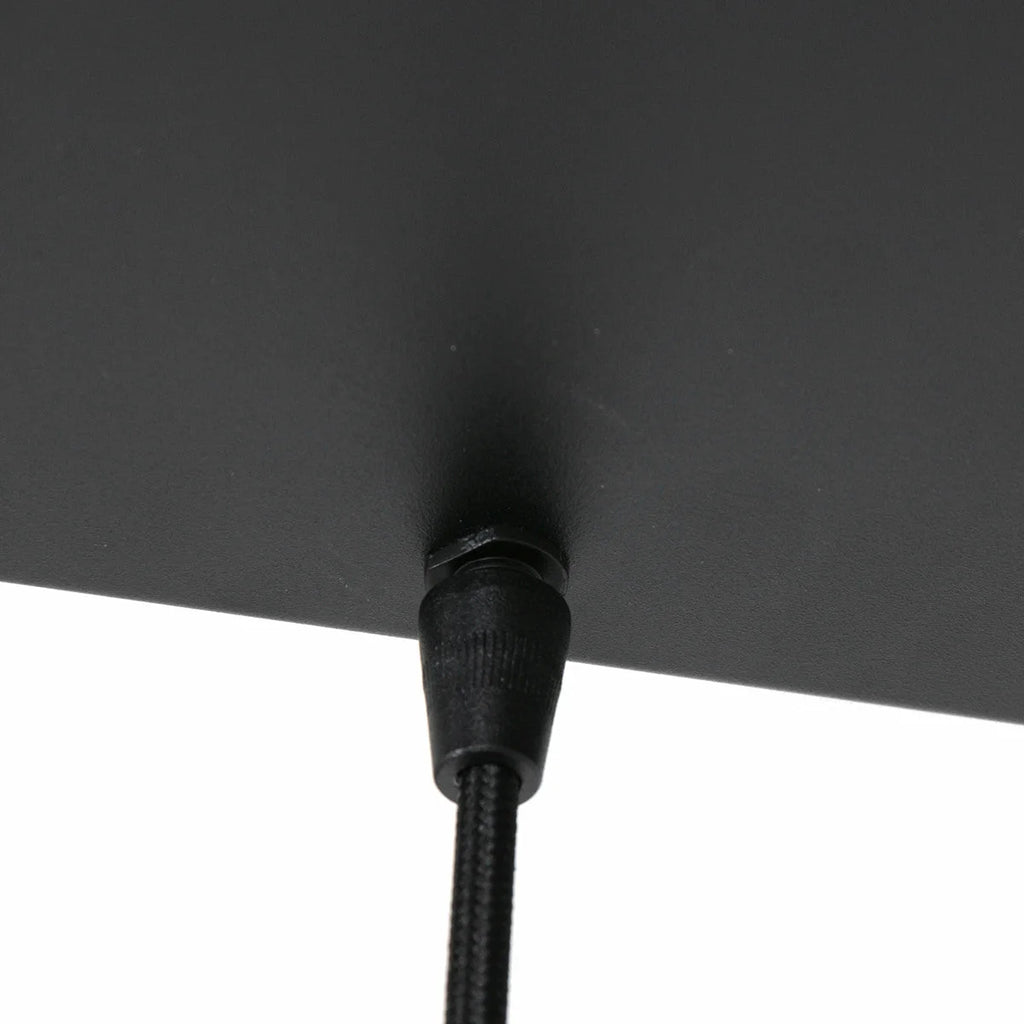 Luminaire plafond noir Suspension 5 lumières en verre fumé et acier noir 100x30 cm