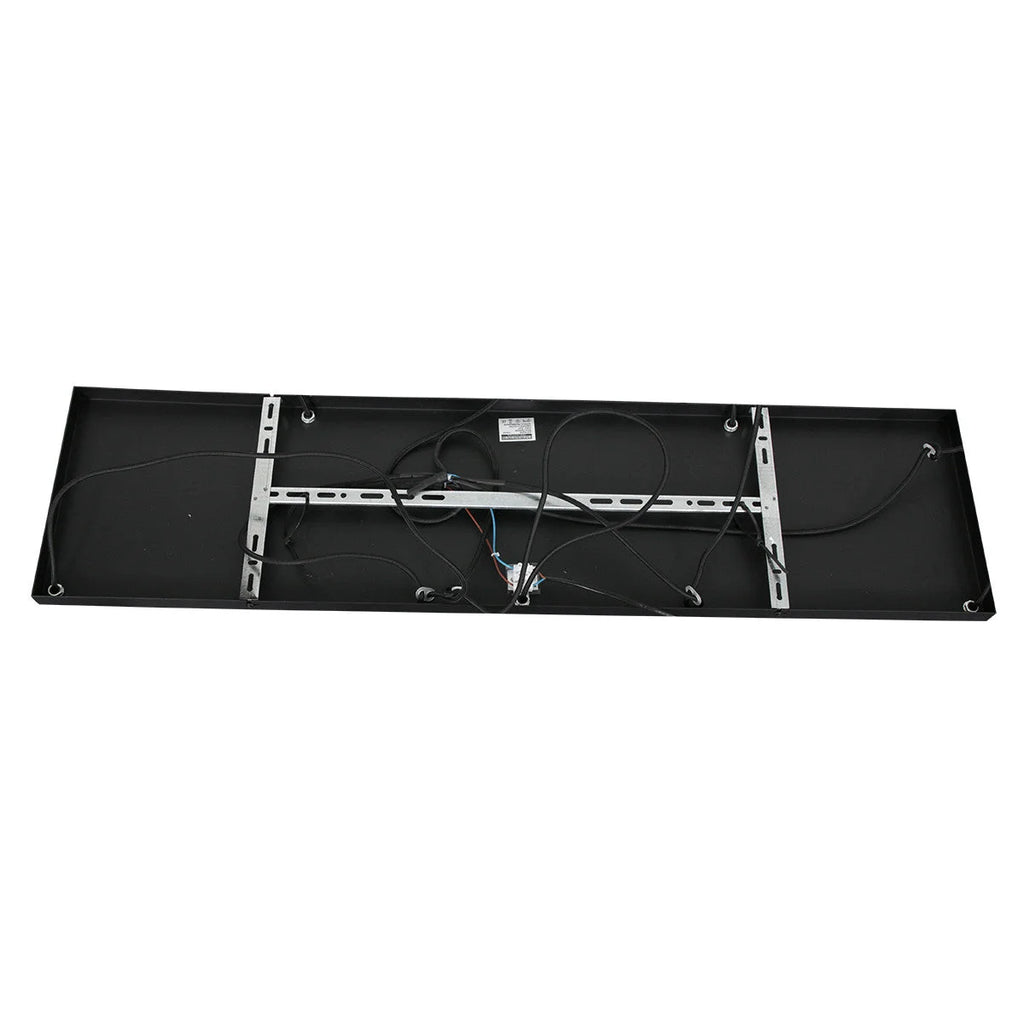 Detecteur lumineux rectangulaire noir avec câblage pour Suspension 5 lumières verre fumé et acier noir